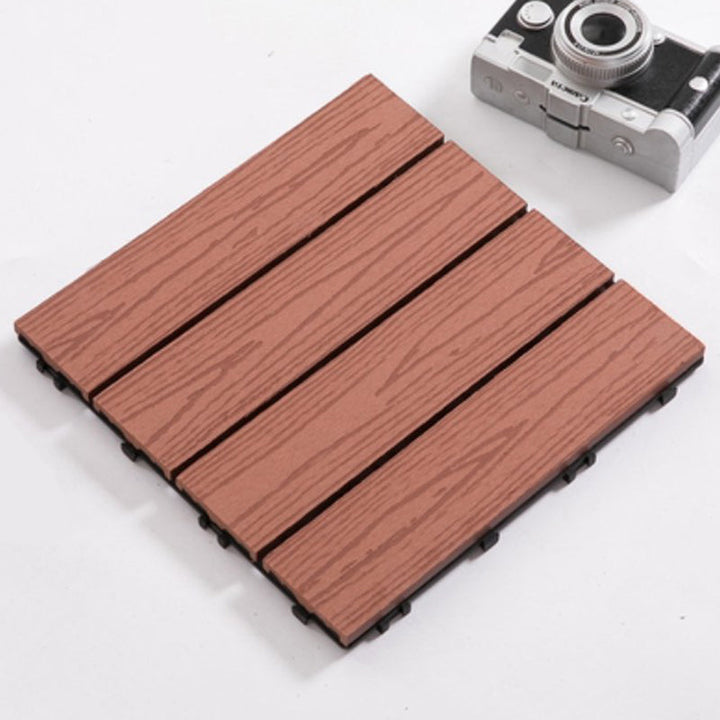 Lisslune | Composite Plank Tiles Striped Pattern Square Deck Flooring Outdoor Patio