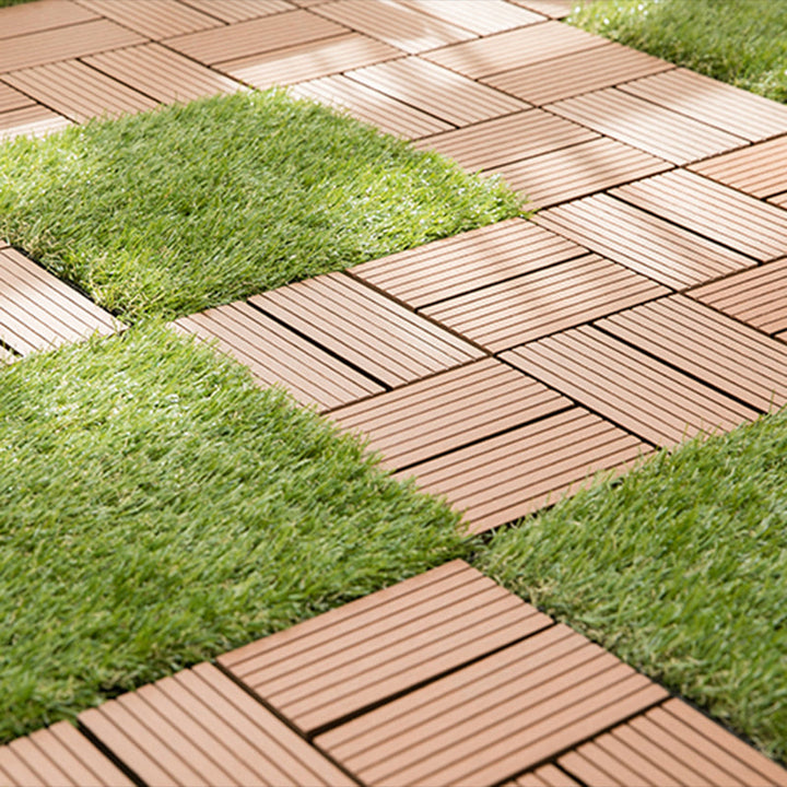 Lisslune | Composite Plank Tiles Striped Pattern Square Deck Flooring Outdoor Patio