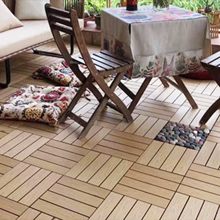 Lisslune | Composite Plank Tiles Striped Pattern Square Deck Flooring Outdoor Patio