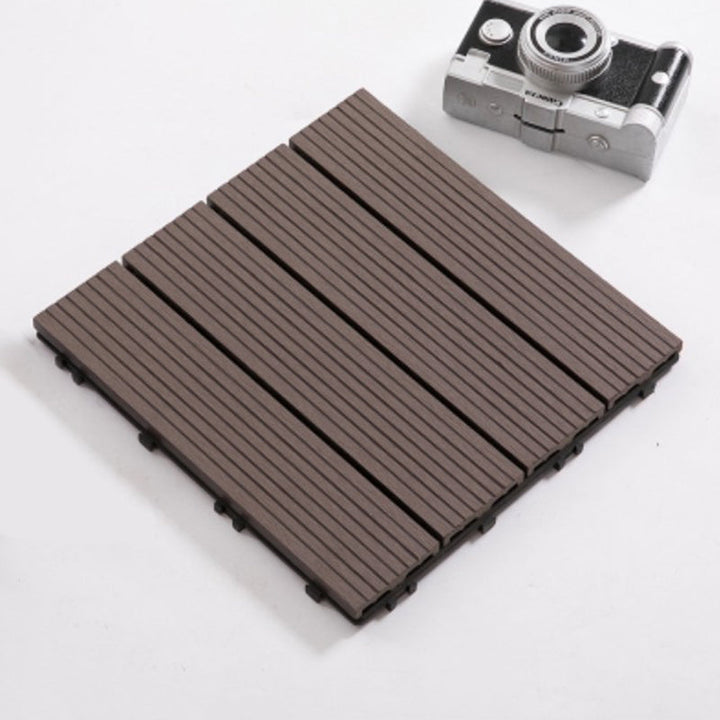 Lisslune | Composite Plank Tiles Striped Pattern Square Deck Flooring Outdoor Patio