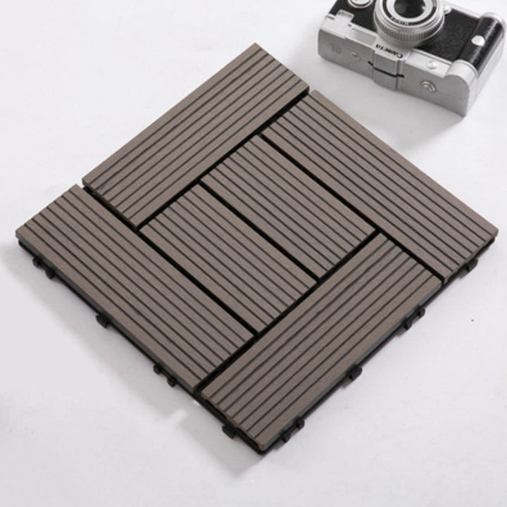 Lisslune | Composite Plank Tiles Striped Pattern Square Deck Flooring Outdoor Patio