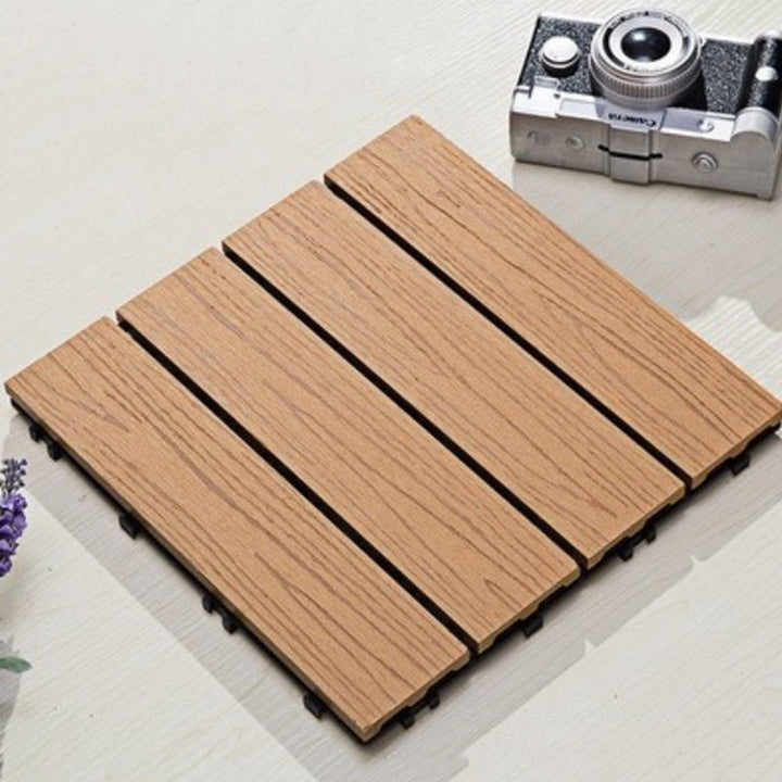 Lisslune | Composite Plank Tiles Striped Pattern Square Deck Flooring Outdoor Patio