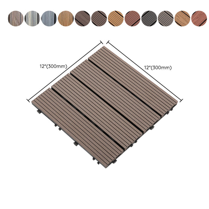 Lisslune | Composite Plank Tiles Striped Pattern Square Deck Flooring Outdoor Patio