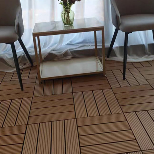 Lisslune | Composite Square Patio Tiles Interlocking Striped Pattern Patio Floor Tiles