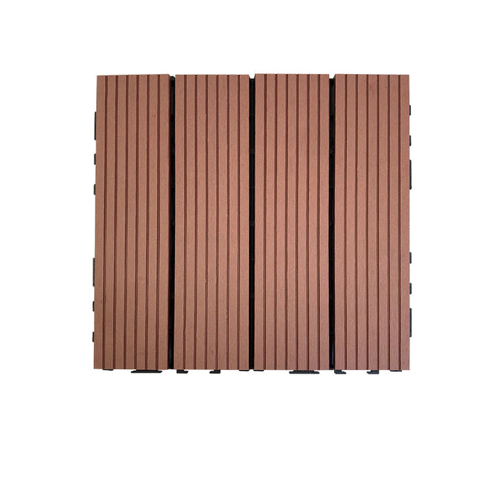 Lisslune | Composite Square Patio Tiles Interlocking Striped Pattern Patio Floor Tiles