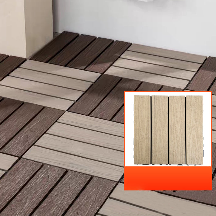 Lisslune | Composite Square Patio Tiles Interlocking Striped Pattern Patio Floor Tiles