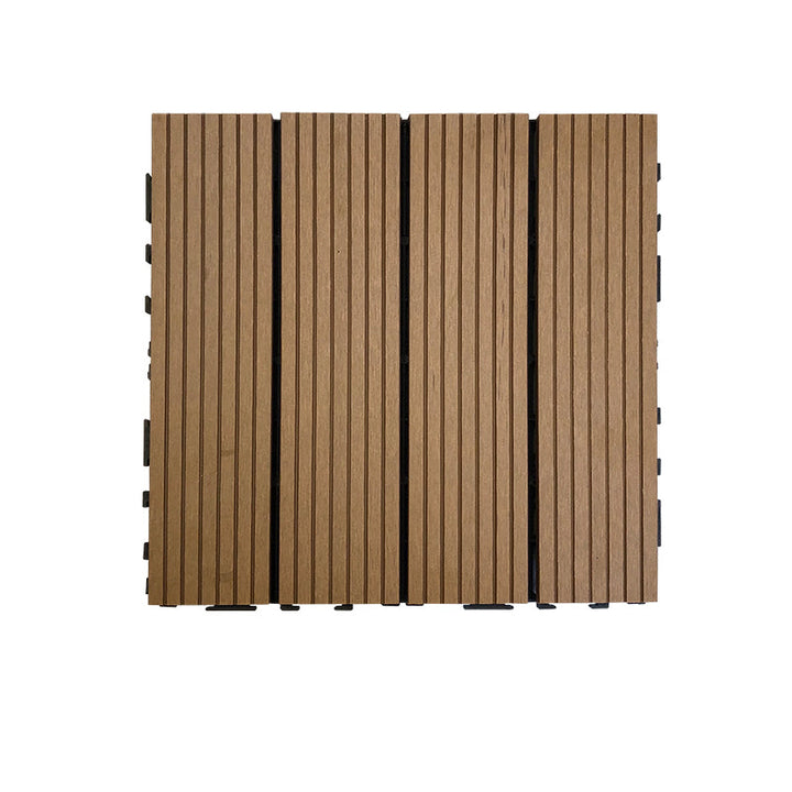 Lisslune | Composite Square Patio Tiles Interlocking Striped Pattern Patio Floor Tiles