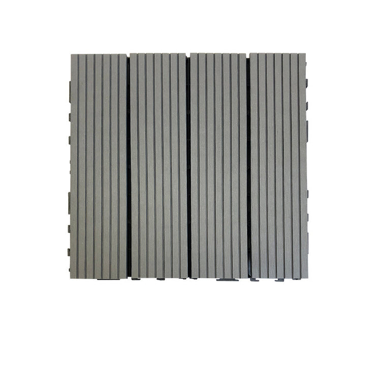 Lisslune | Composite Square Patio Tiles Interlocking Striped Pattern Patio Floor Tiles
