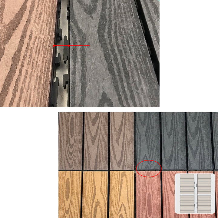 Lisslune | Composite Square Patio Tiles Interlocking Striped Pattern Patio Floor Tiles