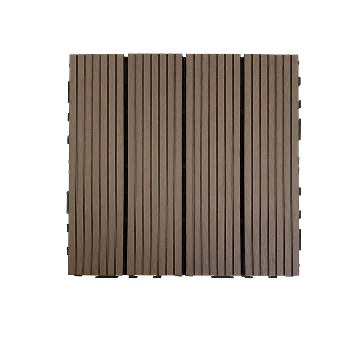 Lisslune | Composite Square Patio Tiles Interlocking Striped Pattern Patio Floor Tiles