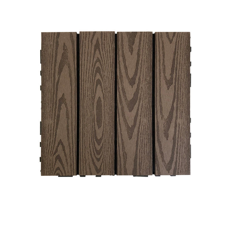 Lisslune | Composite Square Patio Tiles Interlocking Striped Pattern Patio Floor Tiles