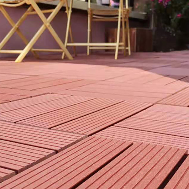 Lisslune | Composite Square Patio Tiles Interlocking Striped Pattern Patio Floor Tiles