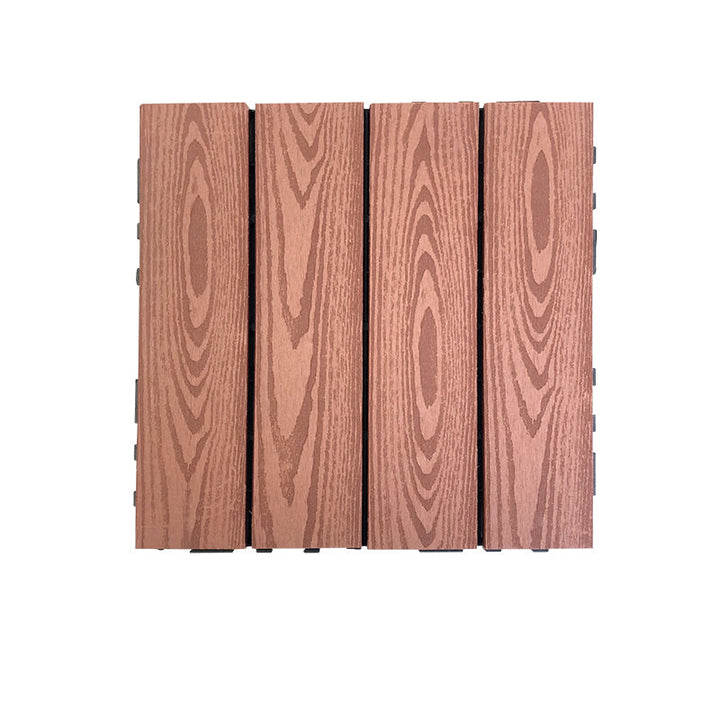 Lisslune | Composite Square Patio Tiles Interlocking Striped Pattern Patio Floor Tiles