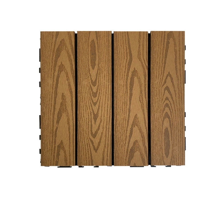 Lisslune | Composite Square Patio Tiles Interlocking Striped Pattern Patio Floor Tiles