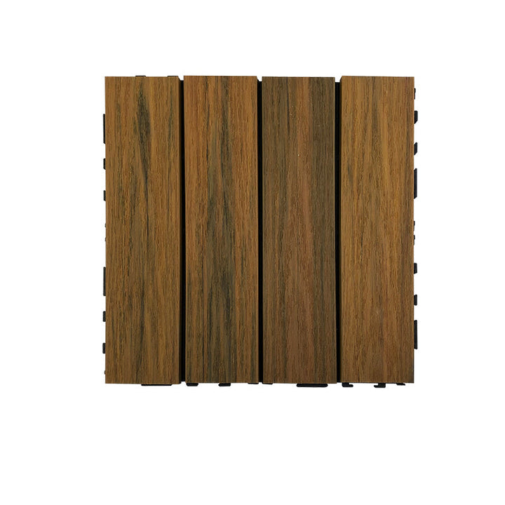 Lisslune | Composite Square Patio Tiles Interlocking Striped Pattern Patio Floor Tiles
