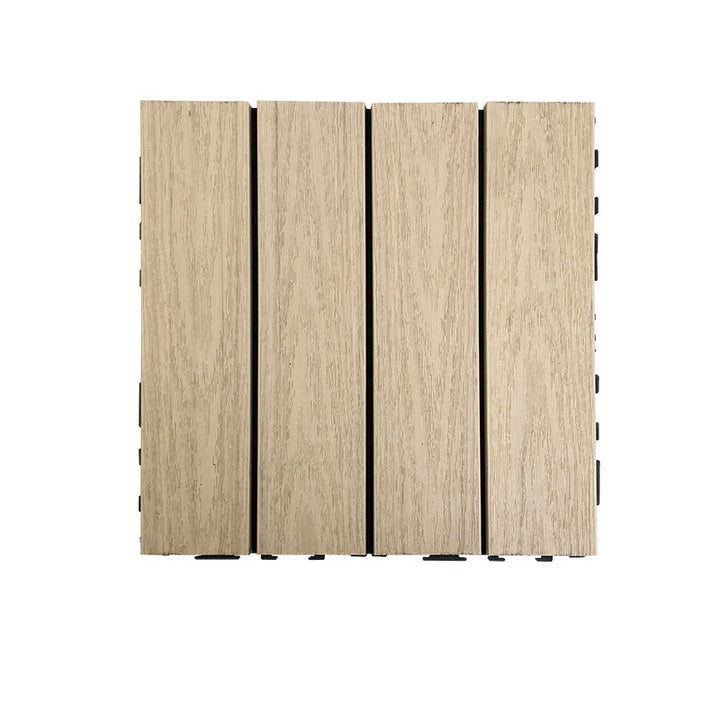 Lisslune | Composite Square Patio Tiles Interlocking Striped Pattern Patio Floor Tiles