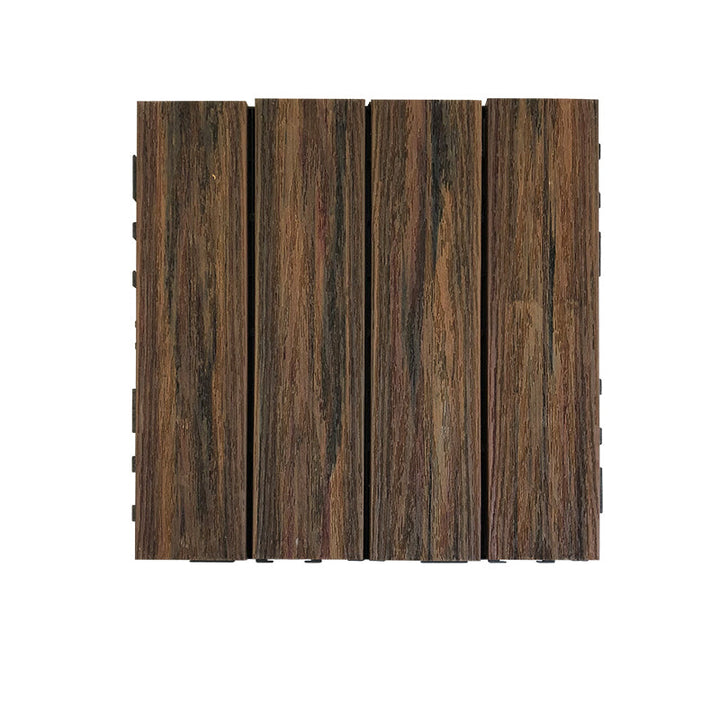 Lisslune | Composite Square Patio Tiles Interlocking Striped Pattern Patio Floor Tiles