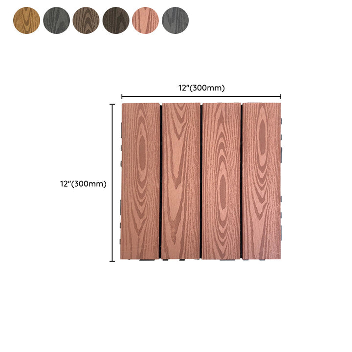Lisslune | Composite Square Patio Tiles Interlocking Striped Pattern Patio Floor Tiles