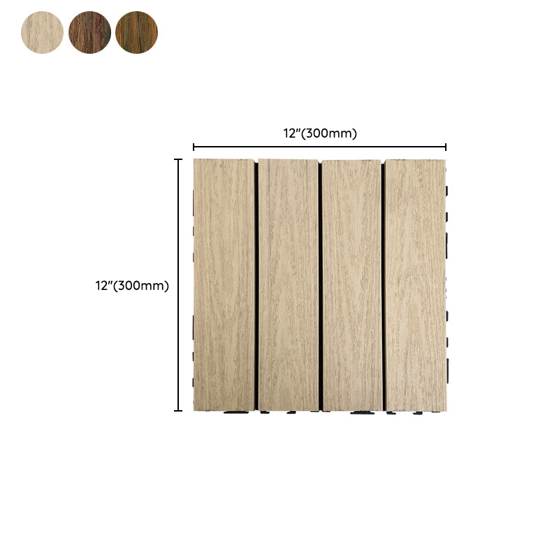 Lisslune | Composite Square Patio Tiles Interlocking Striped Pattern Patio Floor Tiles