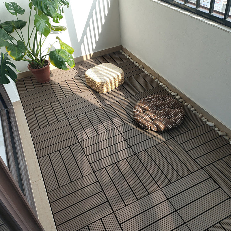 Lisslune | Square PVC Deck/Patio Floor Tiles Interlocking Installation Outdoor Patio Tiles