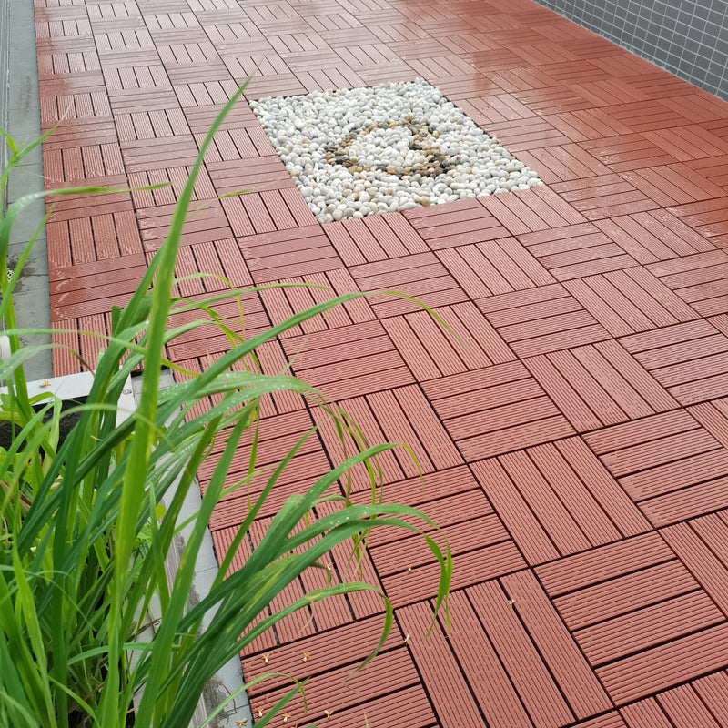 Lisslune | Square PVC Deck/Patio Floor Tiles Interlocking Installation Outdoor Patio Tiles
