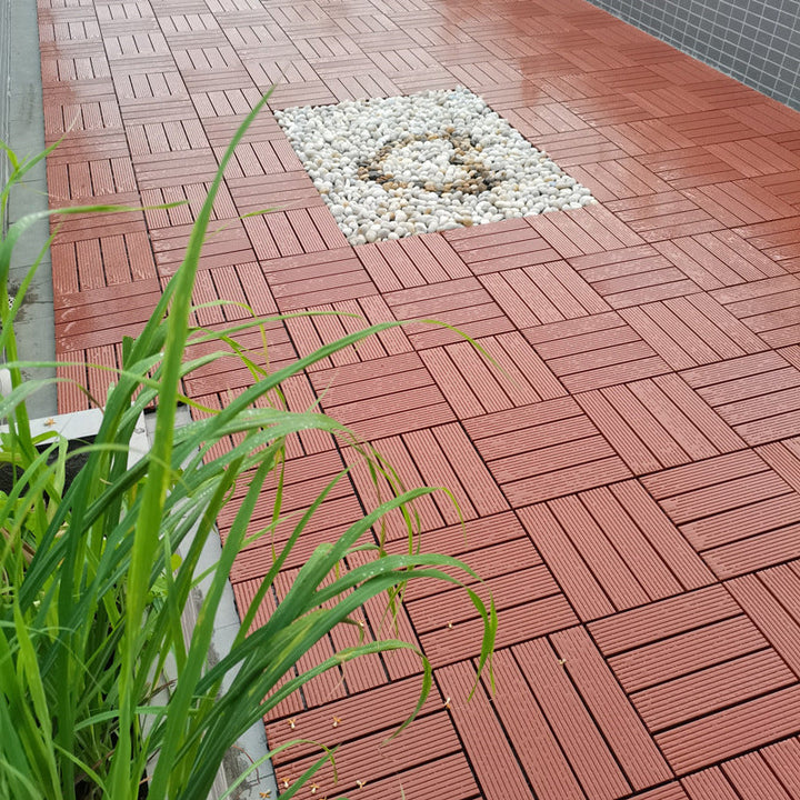 Lisslune | Square PVC Deck/Patio Floor Tiles Interlocking Installation Outdoor Patio Tiles