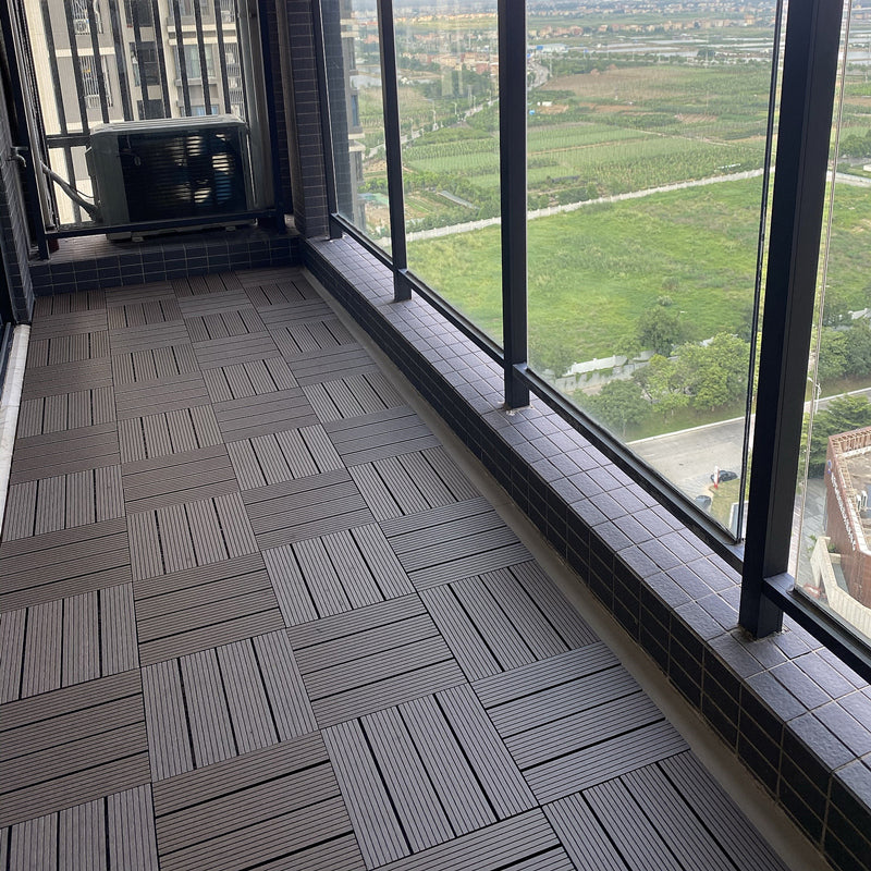 Lisslune | Square PVC Deck/Patio Floor Tiles Interlocking Installation Outdoor Patio Tiles