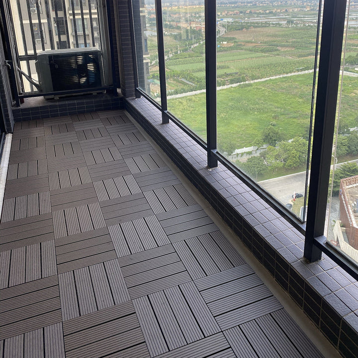 Lisslune | Square PVC Deck/Patio Floor Tiles Interlocking Installation Outdoor Patio Tiles