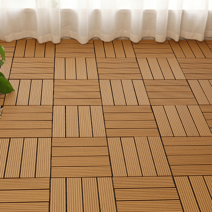Lisslune | Square PVC Deck/Patio Floor Tiles Interlocking Installation Outdoor Patio Tiles