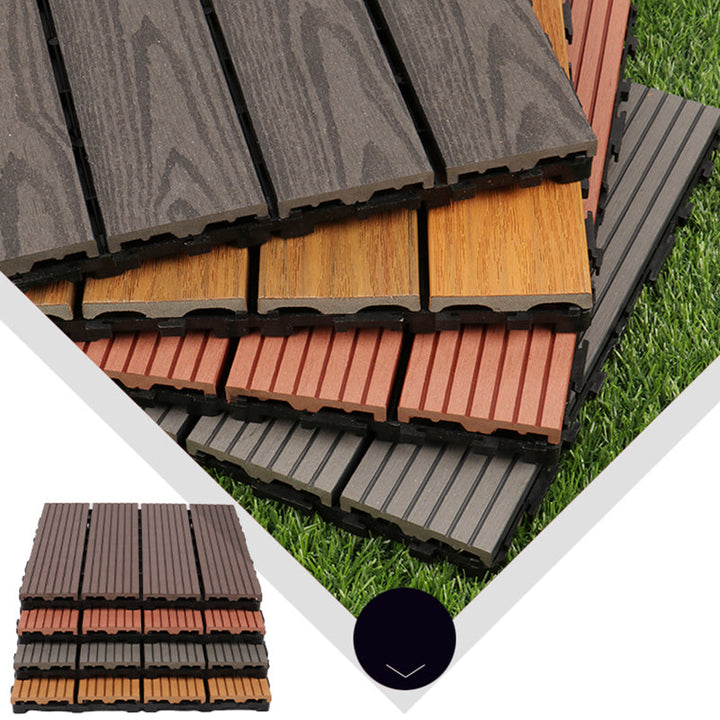 Lisslune | Square PVC Deck/Patio Floor Tiles Interlocking Installation Outdoor Patio Tiles