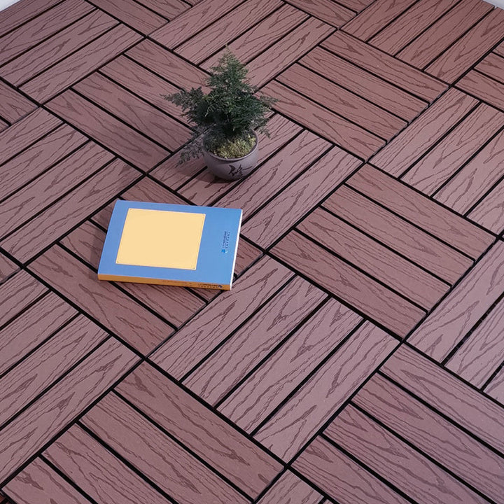 Lisslune | Square PVC Deck/Patio Floor Tiles Interlocking Installation Outdoor Patio Tiles