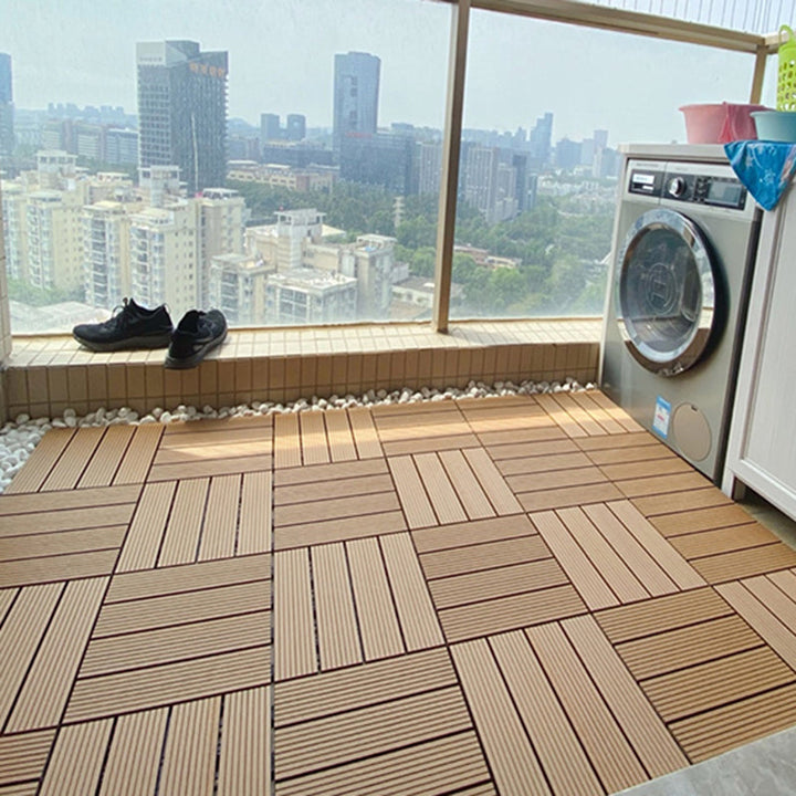 Lisslune | Square PVC Deck/Patio Floor Tiles Interlocking Installation Outdoor Patio Tiles