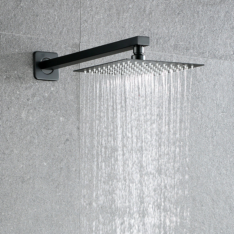 Lisslune | Black Square Fixed Shower Head Modern Style Wall Mounted Shower Head