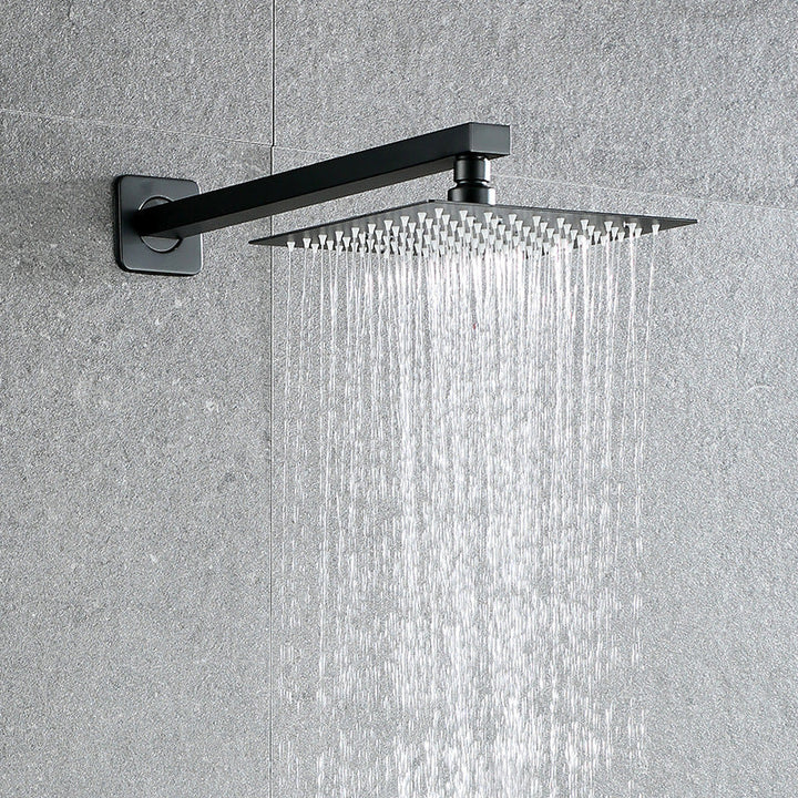 Lisslune | Black Square Fixed Shower Head Modern Style Wall Mounted Shower Head