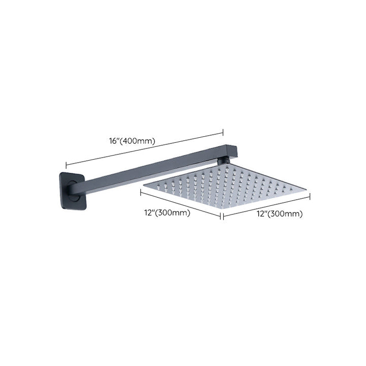 Lisslune | Black Square Fest Shower Head Modern Style Wall Mounted Shower Head