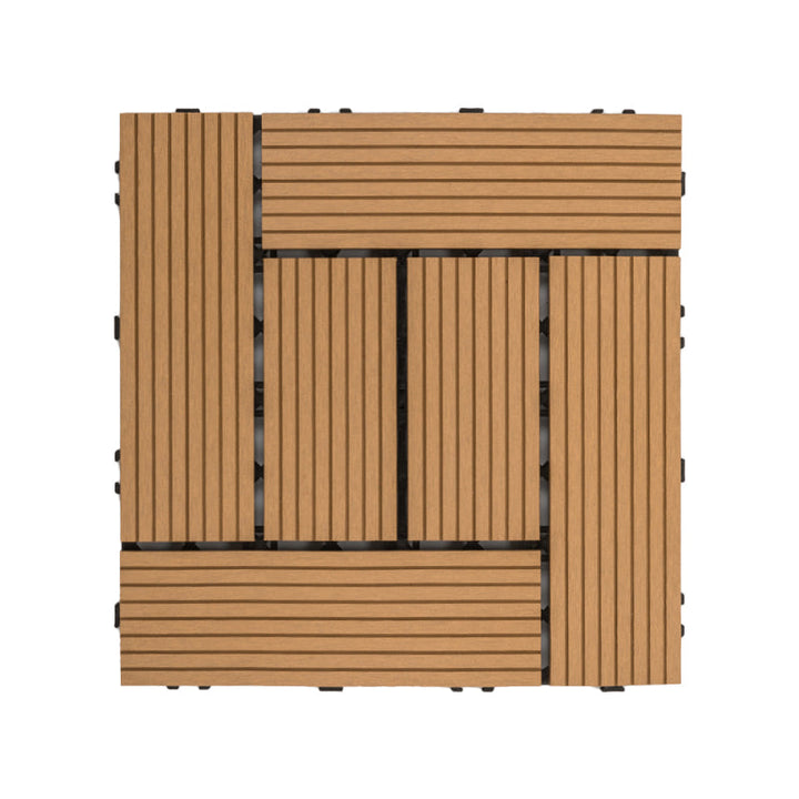 Lisslune | Deck Plank Loose Lay Manufactured Wood Panels Patio Tiles Outdoor Flooring