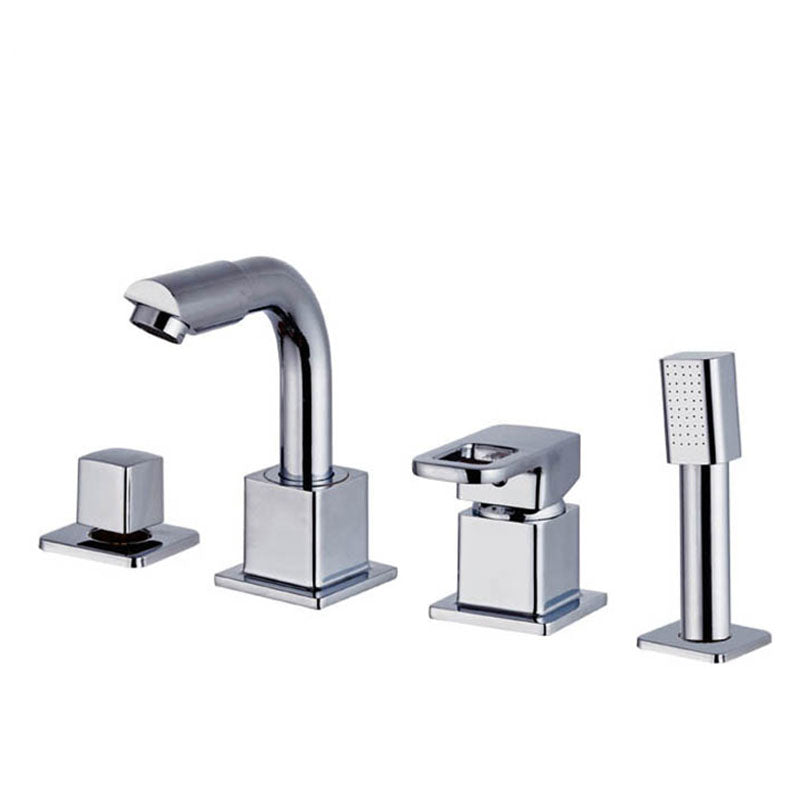 Lisslune | Chrome Bath Faucet Trim with Lever Handle Deck Mounted Bathtub Faucet