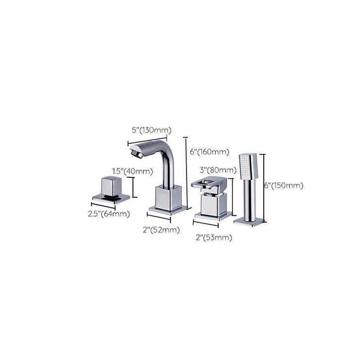 Lisslune | Chrome Bath Faucet Trim with Lever Handle Deck Mounted Bathtub Faucet