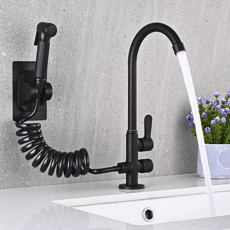 Lisslune | Single Cold Water Valve Uniform Color High Arc Deck Mounted Bathtub Faucet