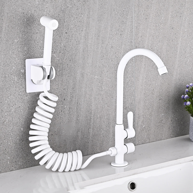 Lisslune | Single Cold Water Valve Uniform Color High Arc Deck Mounted Bathtub Faucet