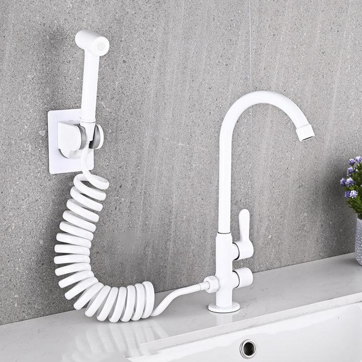 Lisslune | Single Cold Water Valve Uniform Color High Arc Deck Mounted Bathtub Faucet