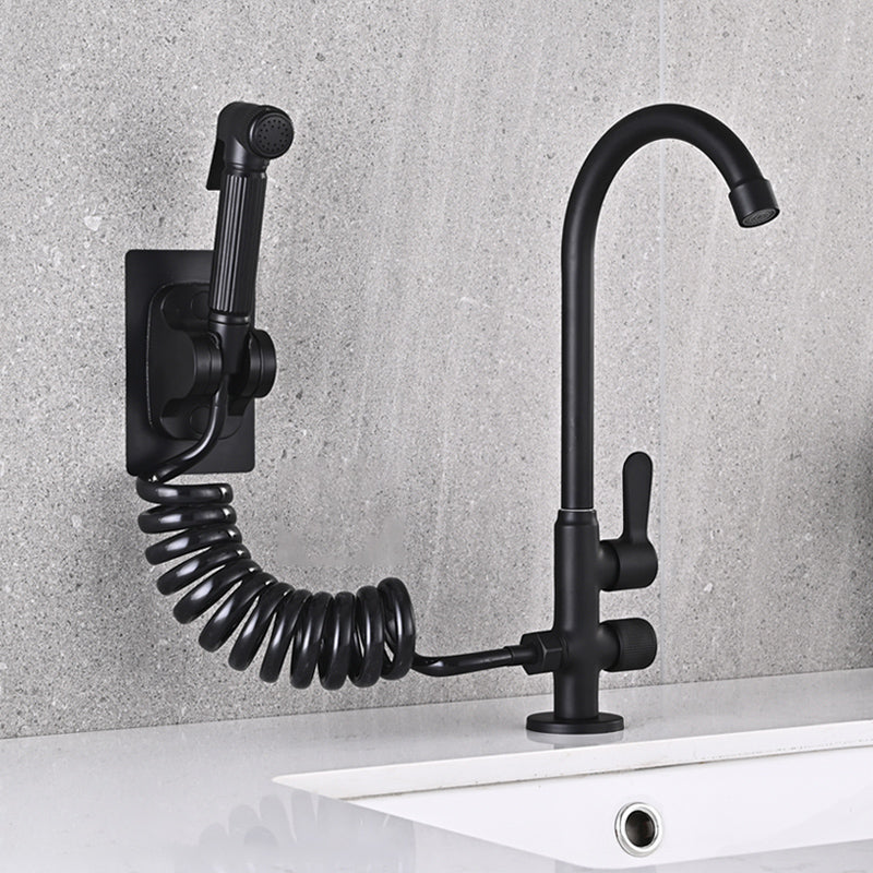 Lisslune | Single Cold Water Valve Uniform Color High Arc Deck Mounted Bathtub Faucet