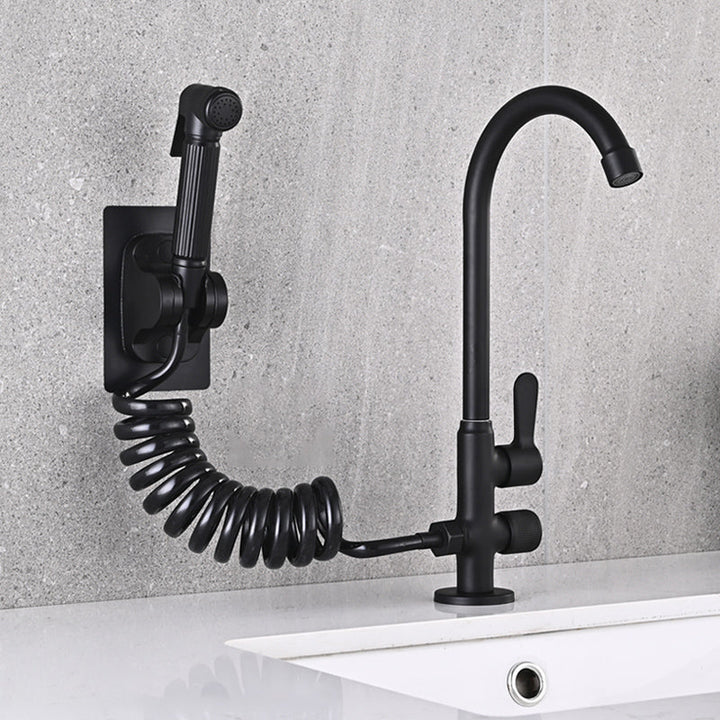 Lisslune | Single Cold Water Valve Uniform Color High Arc Deck Mounted Bathtub Faucet