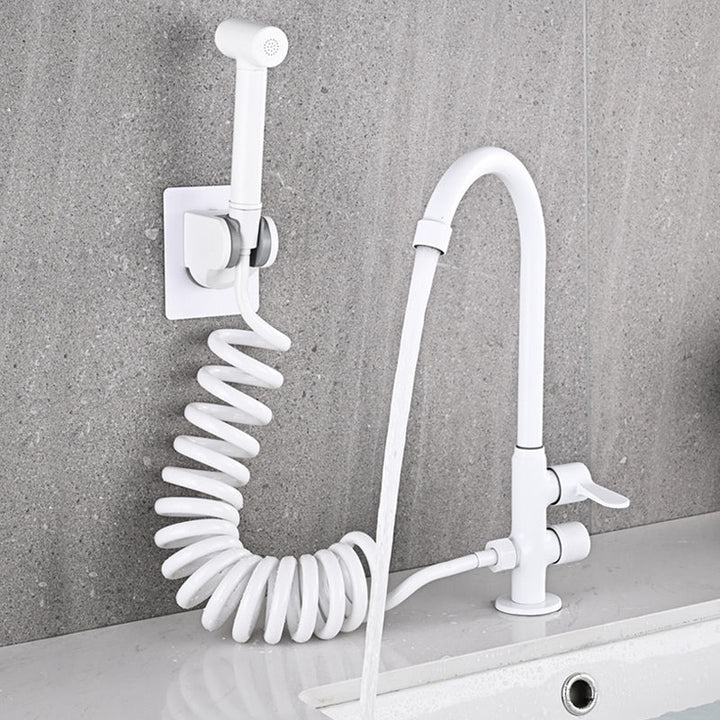 Lisslune | Single Cold Water Valve Uniform Color High Arc Deck Mounted Bathtub Faucet