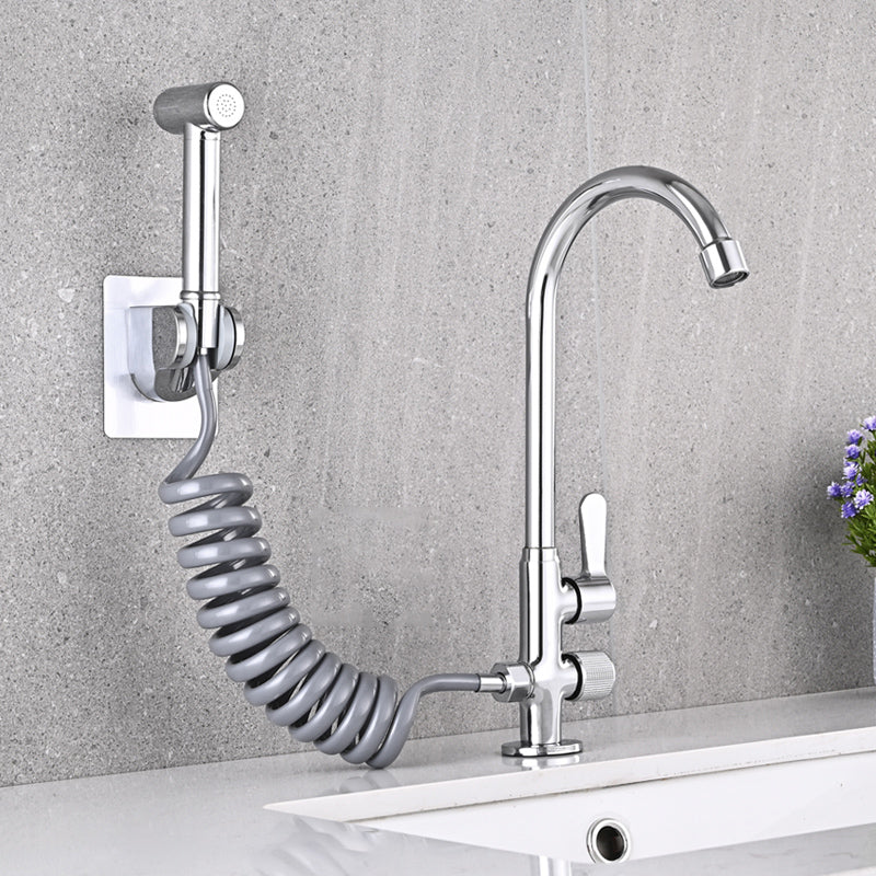 Lisslune | Single Cold Water Valve Uniform Color High Arc Deck Mounted Bathtub Faucet