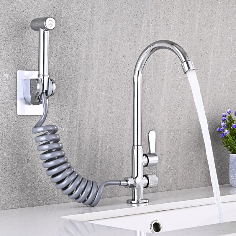 Lisslune | Single Cold Water Valve Uniform Color High Arc Deck Mounted Bathtub Faucet