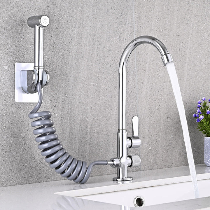 Lisslune | Single Cold Water Valve Uniform Color High Arc Deck Mounted Bathtub Faucet