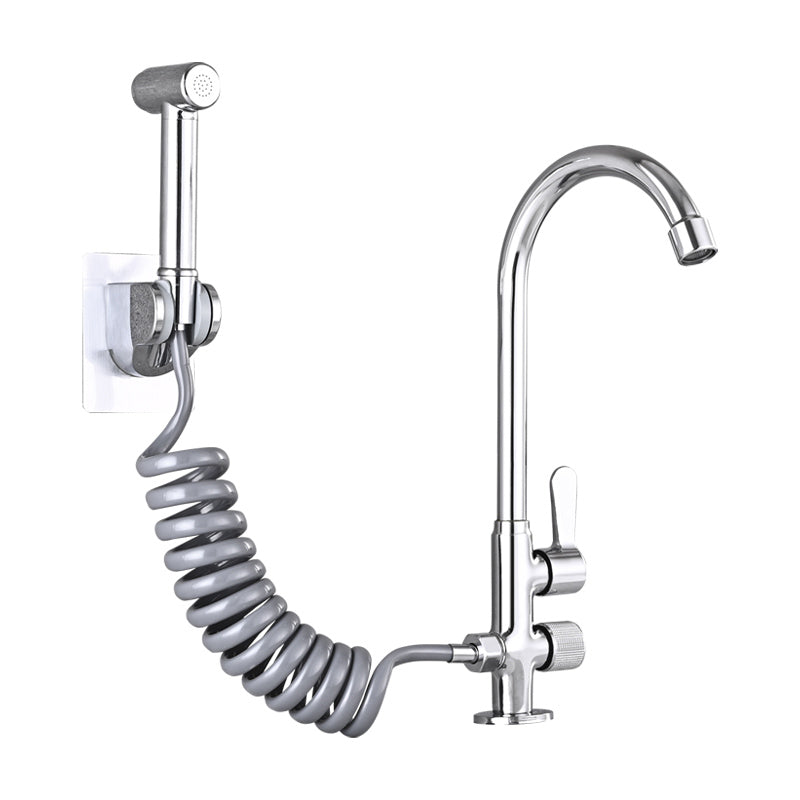 Lisslune | Single Cold Water Valve Uniform Color High Arc Deck Mounted Bathtub Faucet
