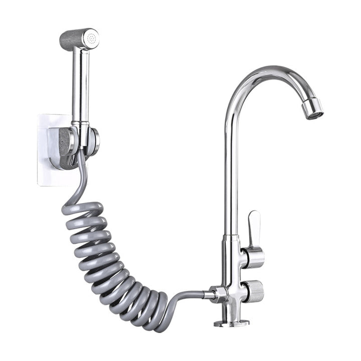 Lisslune | Single Cold Water Valve Uniform Color High Arc Deck Mounted Bathtub Faucet