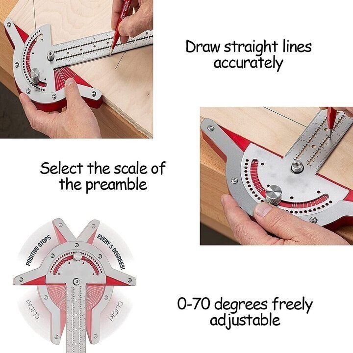 Lisslune | Ultra Precision Marking Ruler Square T Type Woodworking Scriber Measuring Tool